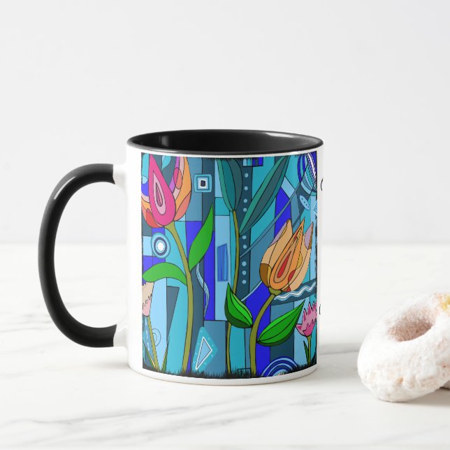 Mum Mother’s Day mug coffee gift flowers (With Donut)