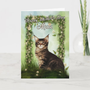 Mum Mother's Day Card With Cute Cat
