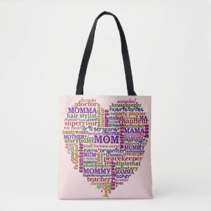 Mum Mothers Day Cute Typography Word Heart Tote Bag