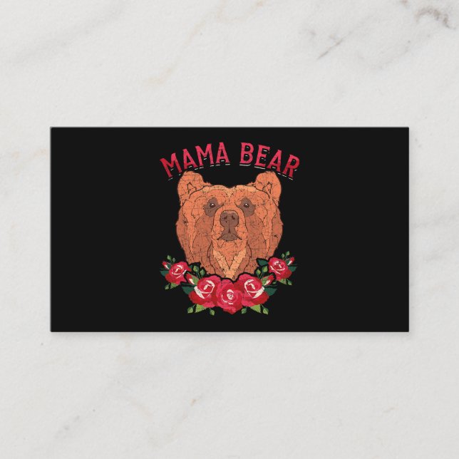 Mum Mothers Day Floral Bear Family Rose Cute Mama  Business Card (Front)