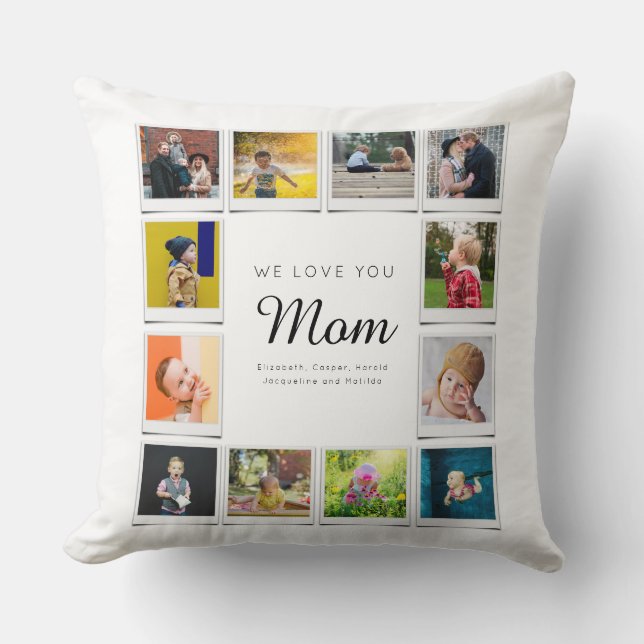 Mum Mothers Day Photo Collage Template White Cushion (Front)