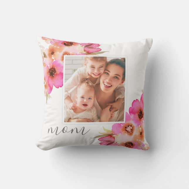Mum Mother's Day Photo Floral Pillow (Front)
