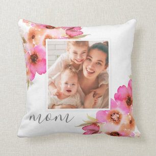 Mum Mother's Day Photo Floral Pillow