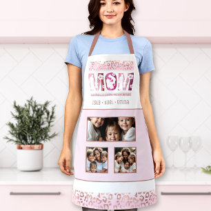 Mum Mother's Day Photo Template Kids Names Leopard Apron