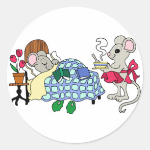 Mum Mouse Caring for Sick Child Classic Round Sticker