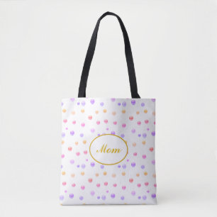 Mum Multicolored Polka Dotted Tote Bag