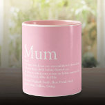 Mum Mum Definition Quote Fun Pink Two-Tone Coffee Mug<br><div class="desc">Personalise for your special Mum or Mum to create a unique gift for Mother's day,  birthdays,  Christmas,  baby showers,  or any day you want to show how much she means to you. A perfect way to show her how amazing she is every day. Designed by Thisisnotme©</div>