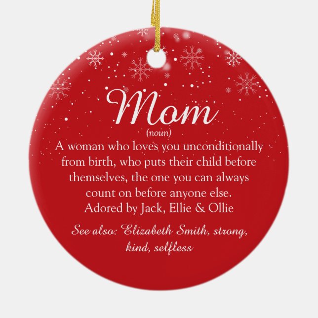 Mum Mum Mother Definition Photo Christmas Ceramic Tree Decoration (Back)