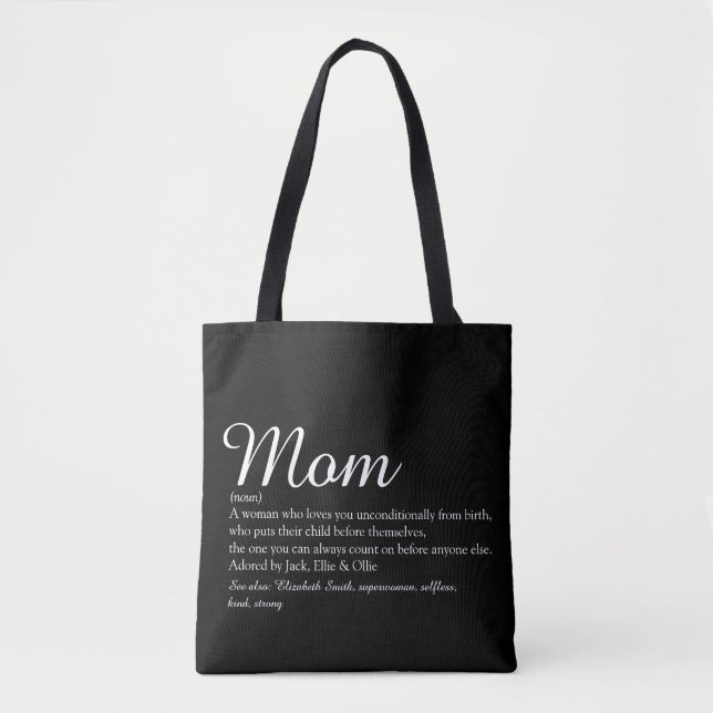 Mum, Mum, Mother Definition Script Best Ever Tote Bag (Front)