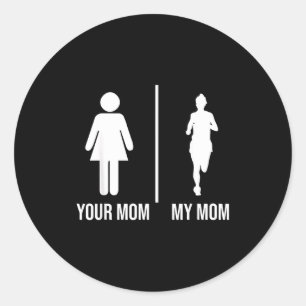 Mum mum running funny mothers day jogging marathon classic round sticker