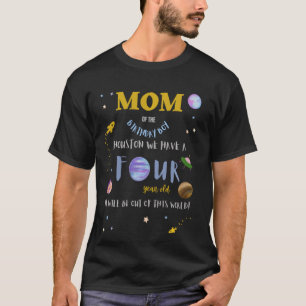 Mum Mummy 4th Birthday Bday Outer Space Family Mat T-Shirt