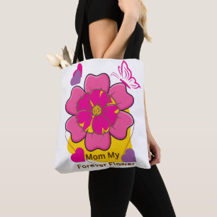 Mum My Forever Flower Design Flower Tote Bag