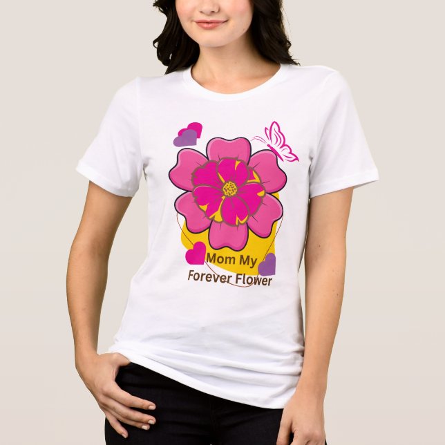 Mum My Forever Flower Design  Tri-Blend Shirt (Front)