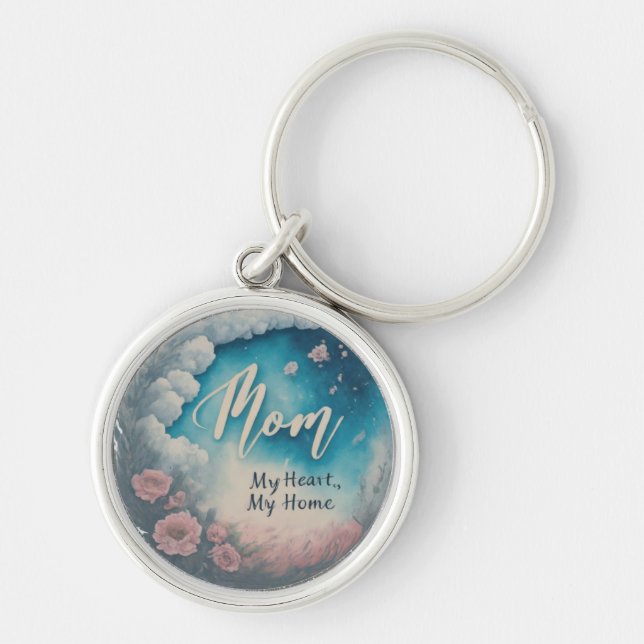 Mum: My Heart, My Home" Premium Round Keychain (Front)