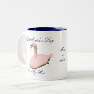 Mum My Hero Mother's Day Swan Personalised Two-Tone Coffee Mug