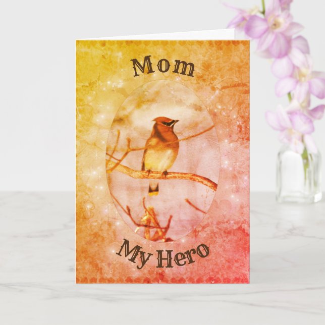 Mum My Hero Waxwing Art Birthday Card (Orchid)