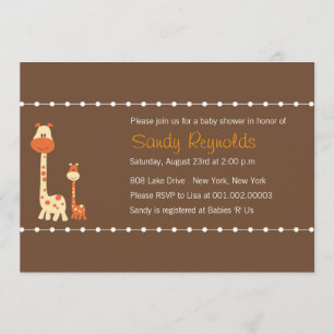 Mum n Baby Giraffe - Brown Baby Shower invites