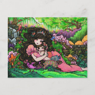 Mum & New Baby Princess Fantasy Art Postcard