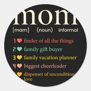 Mum Noun Definition Funny Mama Mothers Day Classic Round Sticker