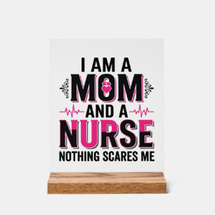 Mum Nurse Nothing Scares Me Vintage Engraving Desi Acrylic Sign