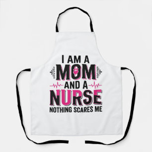 Mum Nurse Nothing Scares Me Vintage Engraving Desi Apron