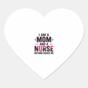 Mum Nurse Nothing Scares Me Vintage Engraving Desi Heart Sticker