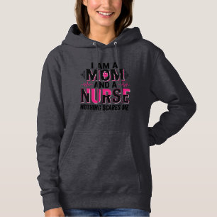 Mum Nurse Nothing Scares Me Vintage Engraving Desi Hoodie