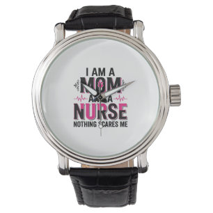 Mum Nurse Nothing Scares Me Vintage Engraving Desi Watch