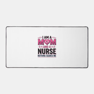 Mum Nurse Nothing Scares Me Vintage Engraving Shir Desk Mat