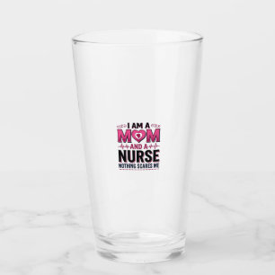Mum Nurse Nothing Scares Me Vintage Engraving Shir Glass