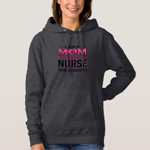 Mum Nurse Nothing Scares Me Vintage Engraving Shir Hoodie