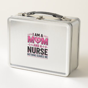 Mum Nurse Nothing Scares Me Vintage Engraving Shir Metal Lunch Box