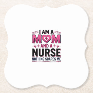 Mum Nurse Nothing Scares Me Vintage Engraving Shir Paper Coaster