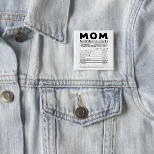 Mum Nutritional Facts 15 Cm Square Badge