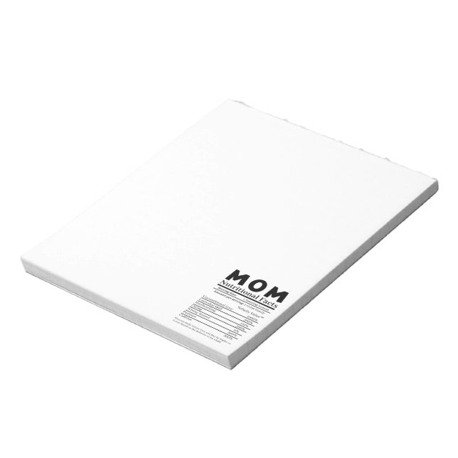 Mum Nutritional Facts Notepad (Rotated)