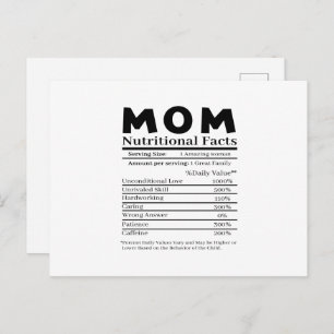 Mum Nutritional Facts Postcard