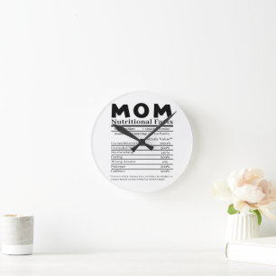 Mum Nutritional Facts Round Clock