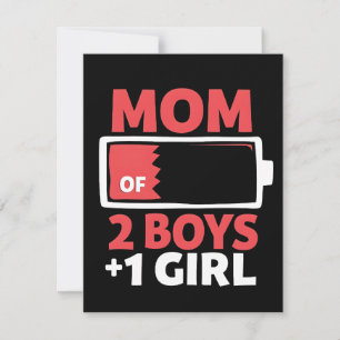 Mum of 2 Boys 1 Girl Pregnancy Mothers day  Holiday Card