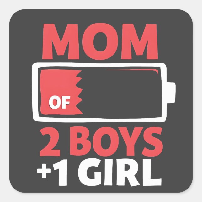 Mum of 2 Boys 1 Girl Pregnancy Mothers day  Square Sticker (Front)