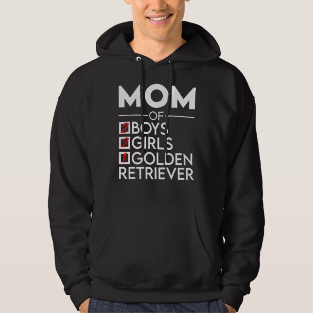 Mum Of 2 Boys 2 Girls Golden Retriever Hoodie (Front)