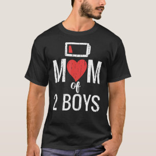 Mum Of 2 Boys Birthday Siblings Twins Mother's Day T-Shirt