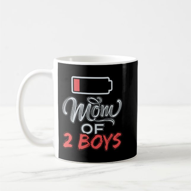 Mum of 2 Boys Funny Mummy Low Battery Coffee Mug (Left)