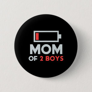 Mum Of 2 Boys Gift From Son Mothers Day Birthday 6 Cm Round Badge