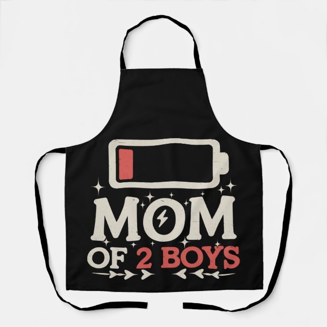 Mum Of 2 Boys Low Battery Funny Mother's Day Apron (Front)
