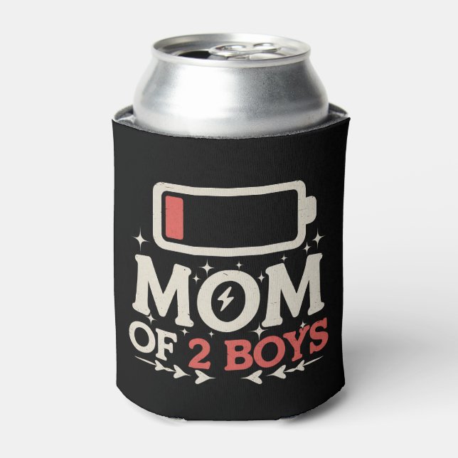 Mum Of 2 Boys Low Battery Funny Mother's Day Can Cooler (Can Front)