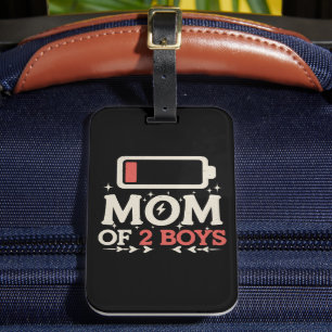 Mum Of 2 Boys Low Battery Funny Mother's Day Luggage Tag