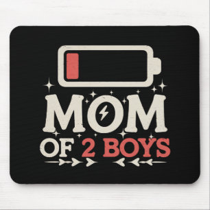 Mum Of 2 Boys Low Battery Funny Mother's Day Mouse Mat