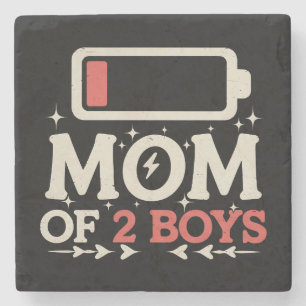 Mum Of 2 Boys Low Battery Funny Mother's Day Stone Coaster