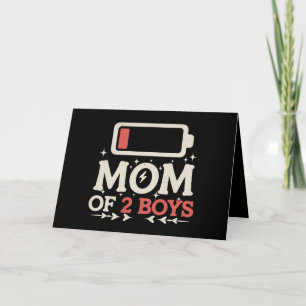 Mum Of 2 Boys Low Battery Funny Mother's Day Thank You Card