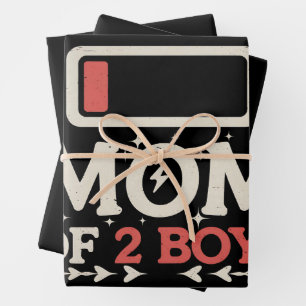 Mum Of 2 Boys Low Battery Funny Mother's Day Wrapping Paper Sheet